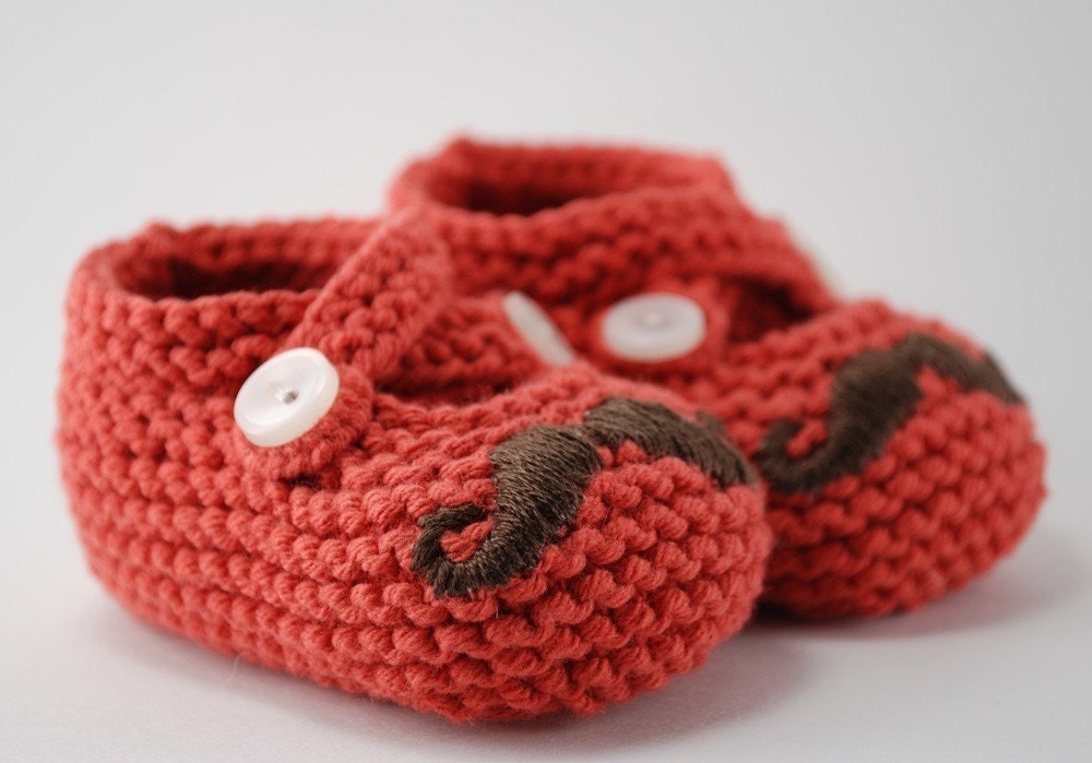 Mr. Mustache Red Baby Booties
