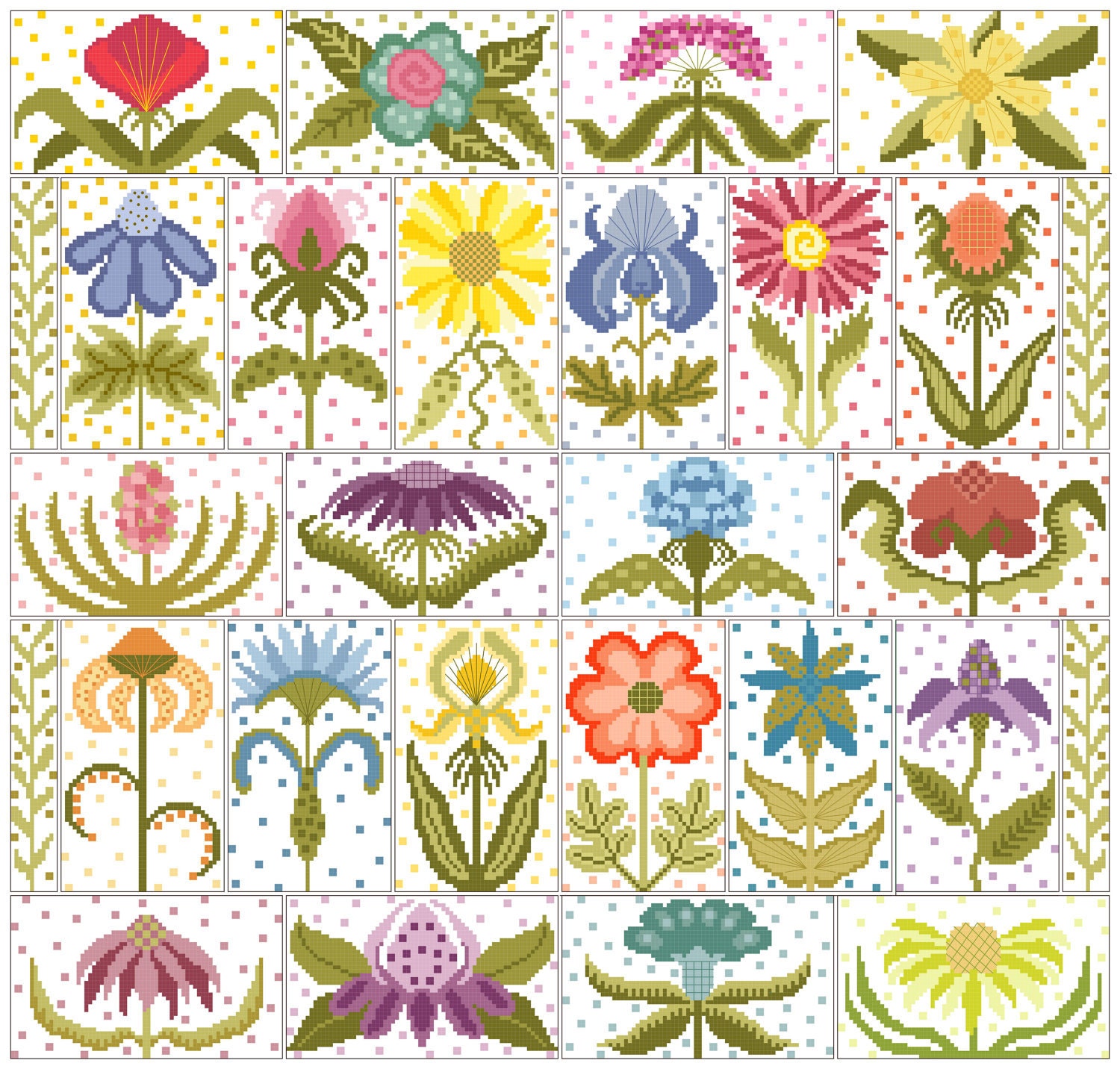 Funky Flower Collection-Counted Cross Stitch Charts