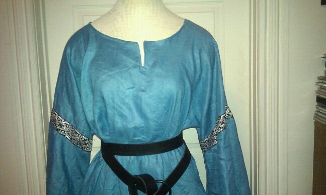 Linen 12thC Dress Angel Sleeve Style Custom Medieval SCA LARP Renaissance Pagan