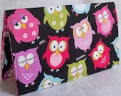 Sleepy Owl Handmade checkbook cover - wallet or coupon holder