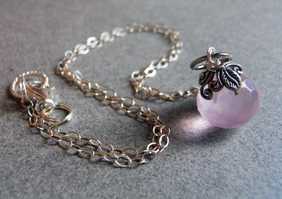 Rose Garden Pink Quartz Leaf Necklace