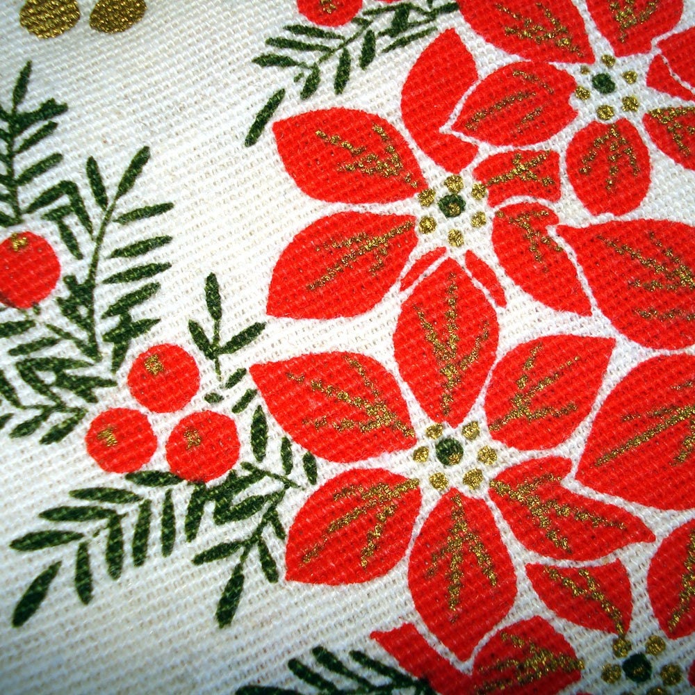 Vintage Linens - Holiday Table Runner - Metallic