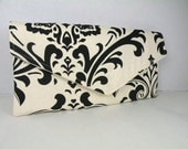 Envelope Clutch/Evening Bag/Purse/Wedding/Bridesmaid Gift--Ivory & Black- TRADITIONS Damask