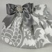 Pleated Clutch Evening Bag Purse Weddings  Bride Bridesmaid--Gray and White AMSTERDAM with Pewter Satin Bow and Clear Crystal