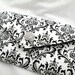 Envelope Clutch Evening Bag Purse Weddings Bride Bridesmaid Black and White MADISON Damask with Clear Crystal