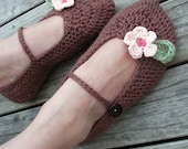 Download Now - CROCHET PATTERN Ladies Boutique Mary Jane Slippers - Pattern PDF