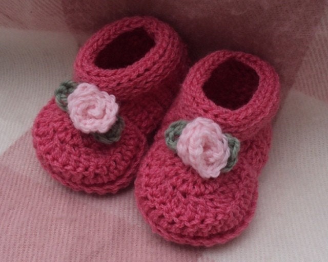 Download Now - CROCHET PATTERN Rosebud Baby Shoes - Pattern PDF