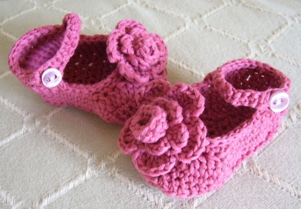 Download Now - CROCHET PATTERN Rose Garden Mary Janes Baby Shoes - Pattern PDF
