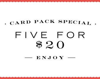 Letterpress Cards Pick Your Own Set of Five