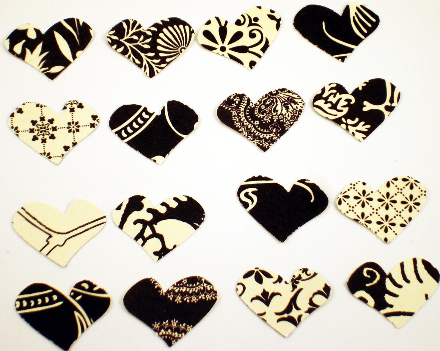 Funfetti  Confetti Hearts in  Ebony and Ivory