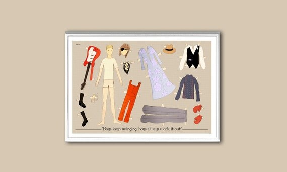The David Bowie paper doll 6x4 inches small print