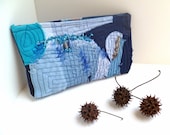 Blue fantasy, fiber art pouch