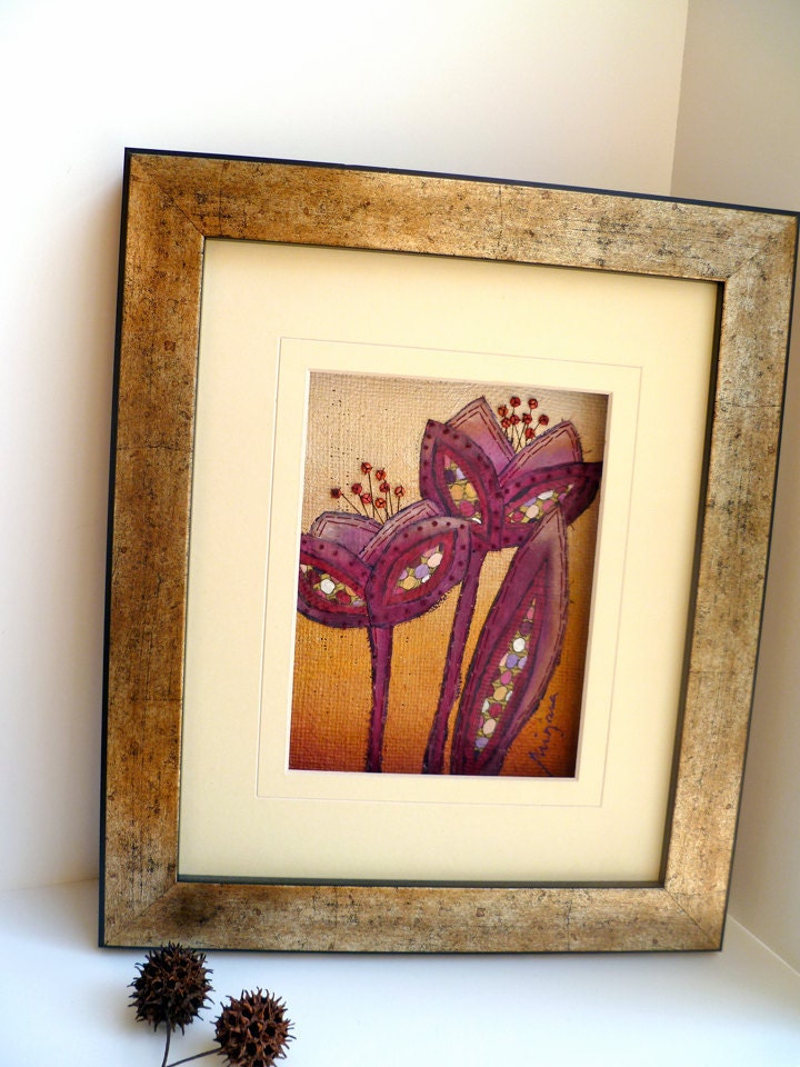 SALE Tulips II, mixed media original floral artwork