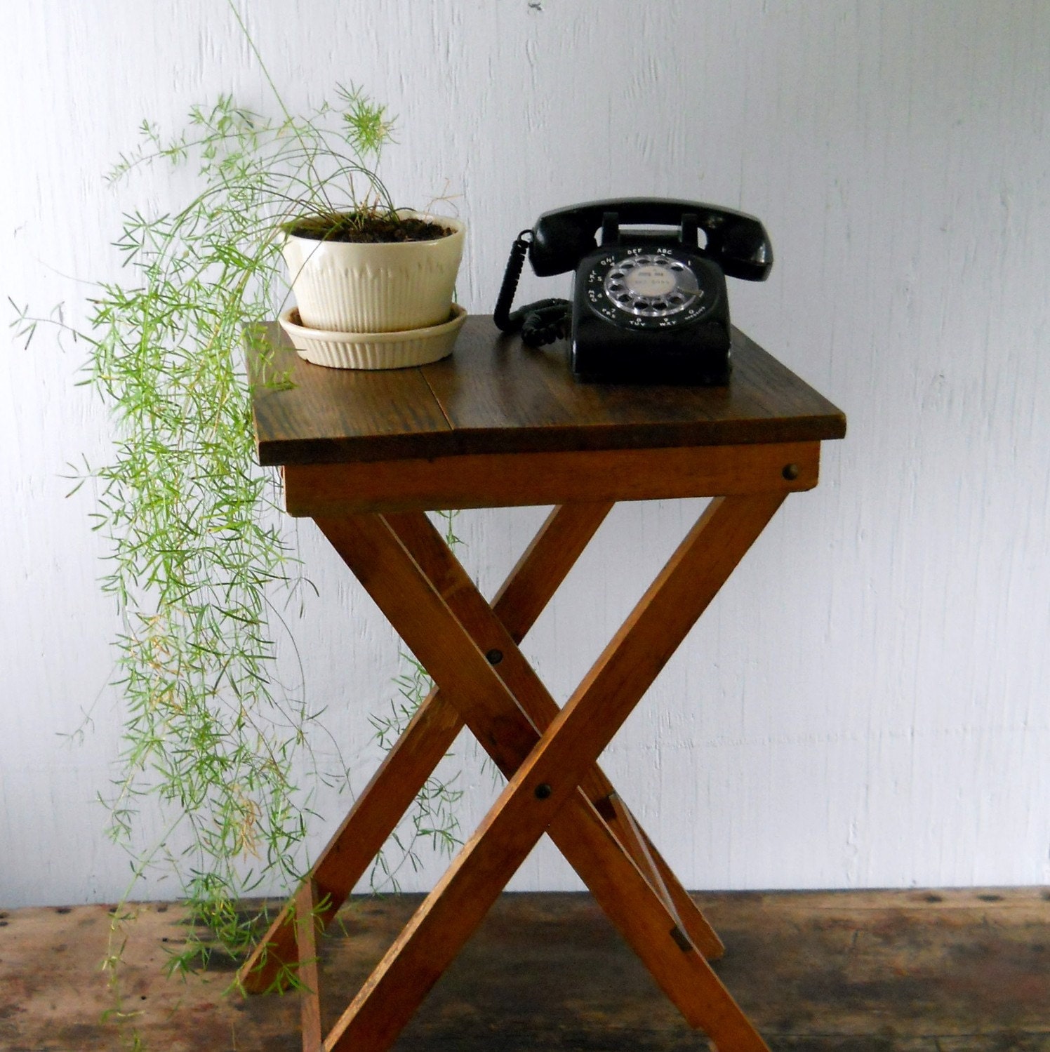 Antique Oak Hospital Bedside Folding Table by lisabretrostyle2