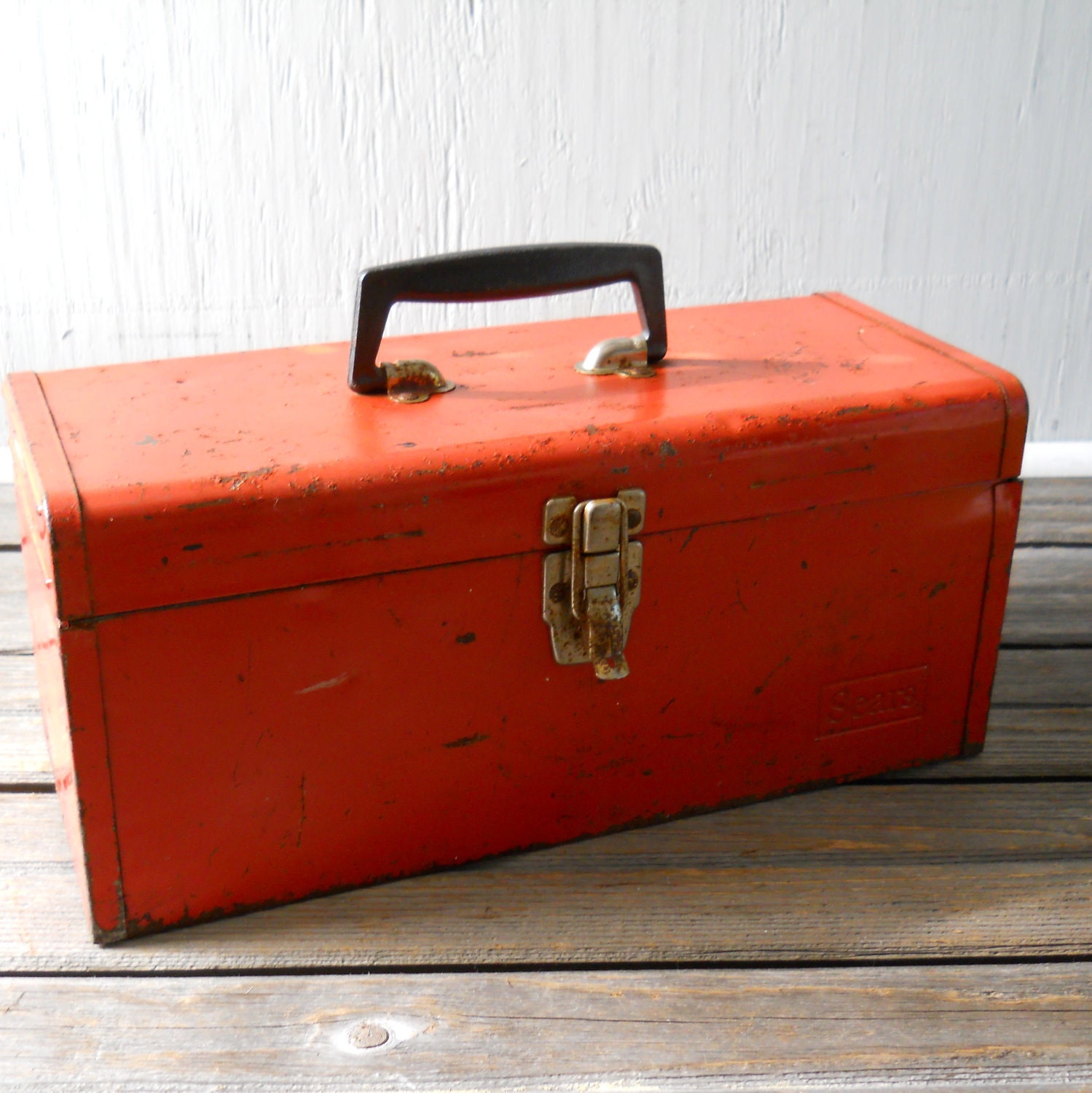 Metal Tool Box Vintage Sears Red Tool Box by lisabretrostyle2