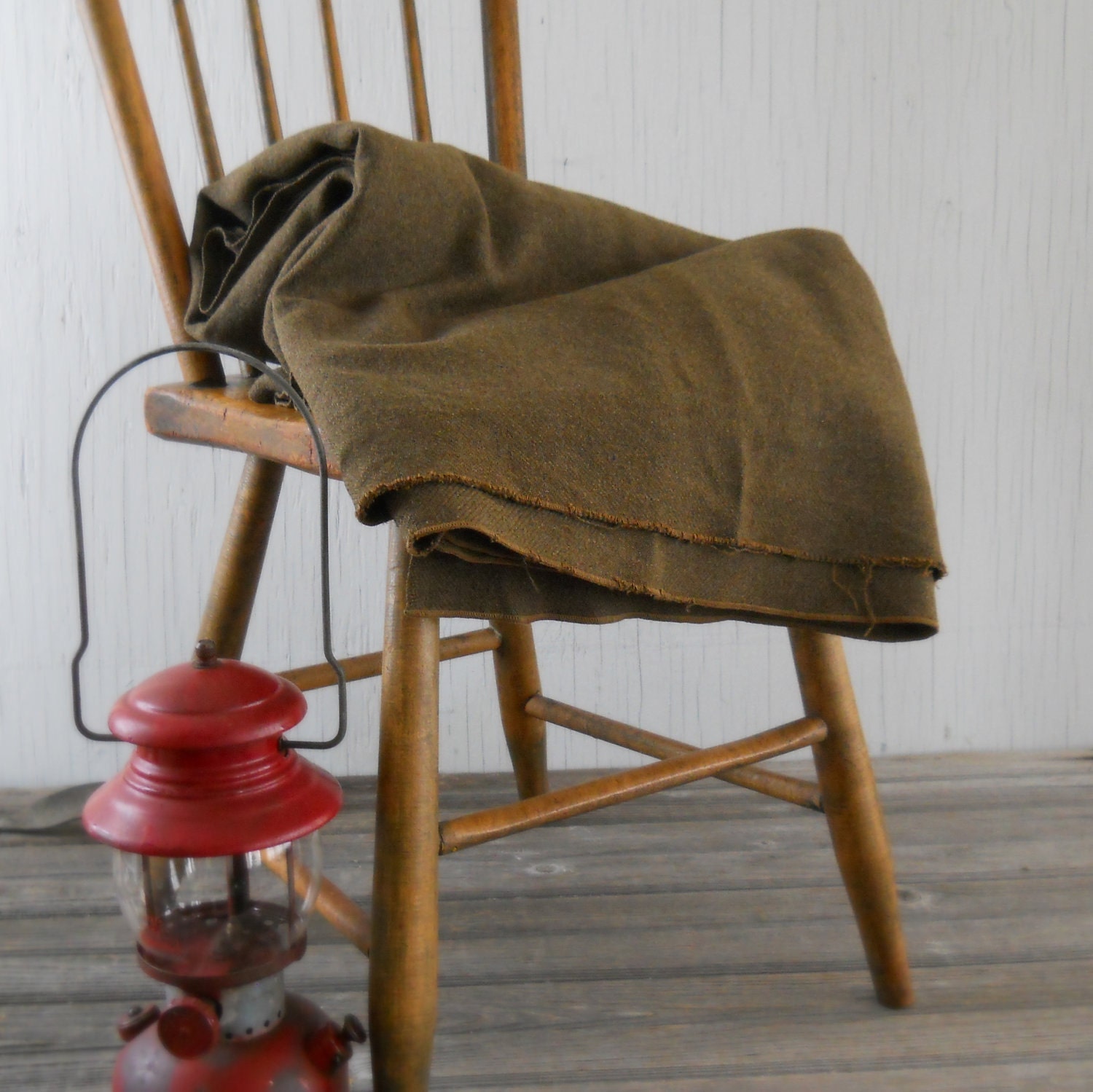 Vintage Green Wool Army Blanket