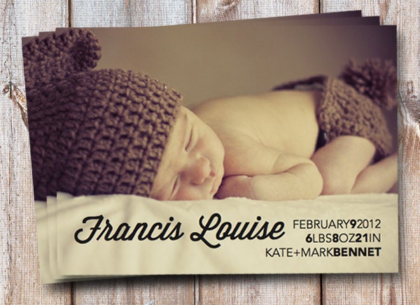 Birth Announcement Photo Card - "Retro" (7x5)
