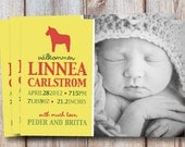 Birth Announcement Photo Card - "Swedish Yellow" (7x5)