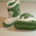 Baby Booties  Light forest green & natural Cowboy Boots  PLEASE STATE SIZE