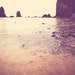 photography, Cannon Beach photograph, Haystack Rock the Needles, Oregon seaside tide pool, ocean landscape, orange peach plum beach decor