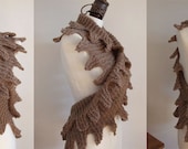 Feminine super soft scarf, wrap, shrug, shawl, boa, raspberry coffee, fringed hand  knitted fall fashion, READY TO SHIP, gift under 100