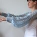 Shrug powder blue with cables light as a whisper long puffy sleeves summer fashion hand knitted