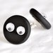 White Peepers Earrings Quirky Googly Eyes Surgical Stainless Steel Posts in Black Polymer Clay