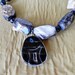 Necklace, Gemstone, Chunky Statement, Big Bead JewelryChunky Petrified Wood Necklace with Druzy Agate Pendant