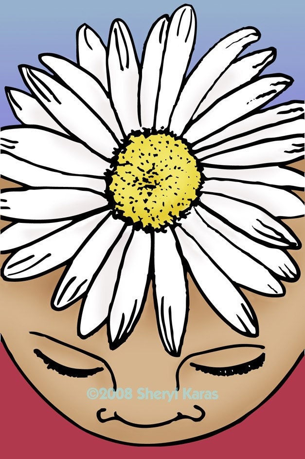 Daisy Poster Print, Home Decor, 6 x 9, Illustration, Shasta Daisy Flower Essence