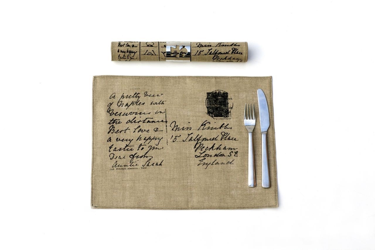 Set of 4 Linen Placemat - Screen Printed Fabric