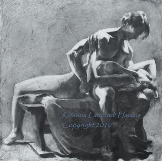 Black and White Drawing of Man Holding a Woman - "Come Back to my Heart" - Fine Art Print