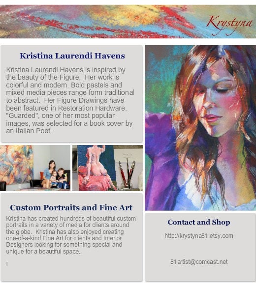 Colorful Custom Pastel Portrait, Sample "Reflections of Zen" -