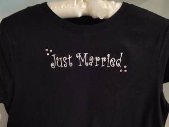 Just Married Shirt Custom Boutique Sparkle Bling Wedding Bride Bridesmais Tee Shirt