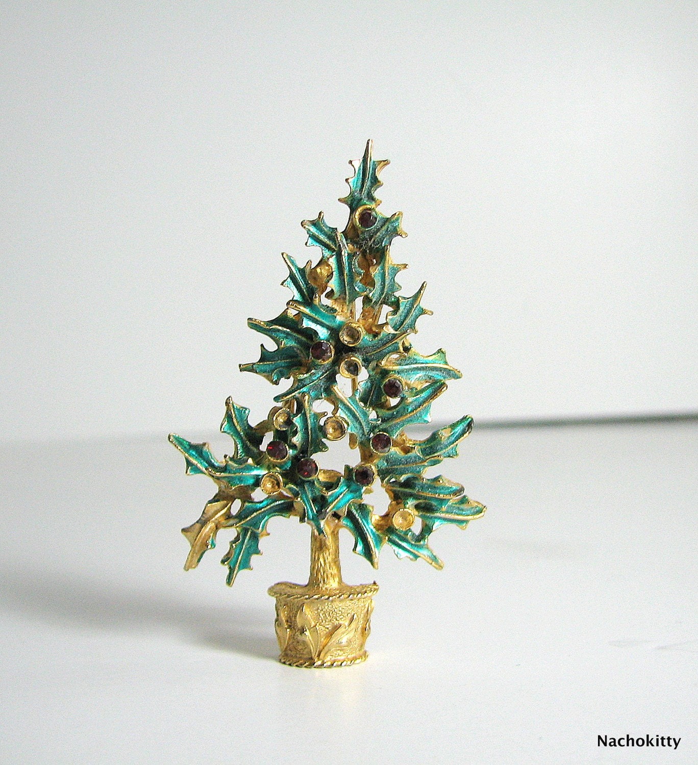 Vintage Mylu Christmas Tree Pin, Repurpose or Upcycle - Nachokitty
