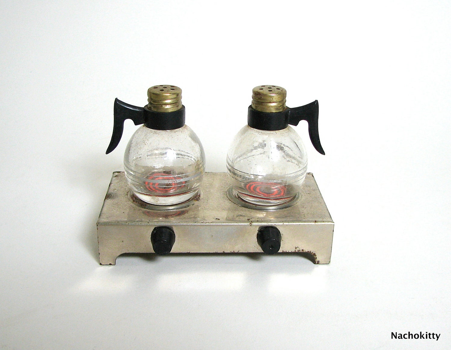 Salt & Pepper Coffee Pot Stovetop Vintage Set