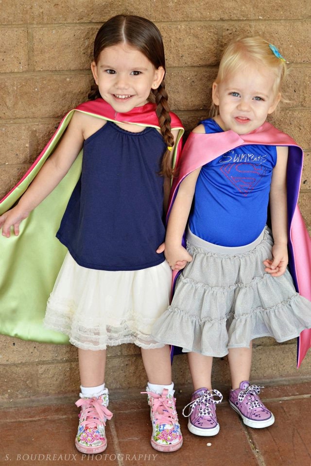 SUPERHERO Toddler CAPE Custom reversible with straight edge You choose colors Ships NEXT business day.