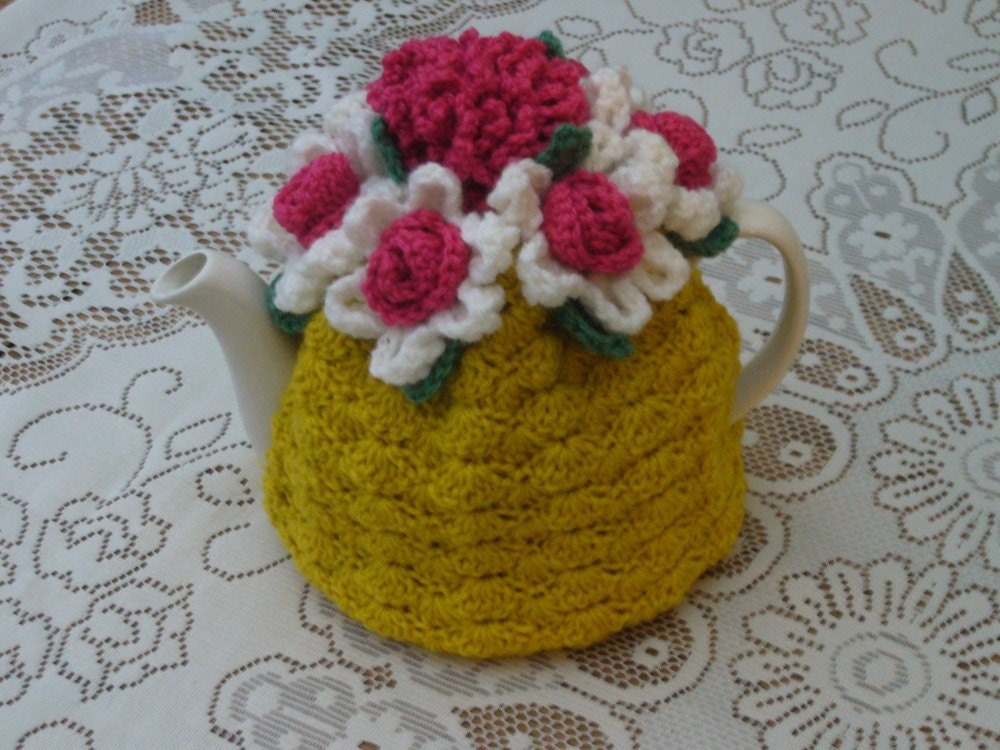 4-6 Cup Crochet Tea Cosy/ Tea Cozy/ Cosy/ Cozy  Mustard Made to order)