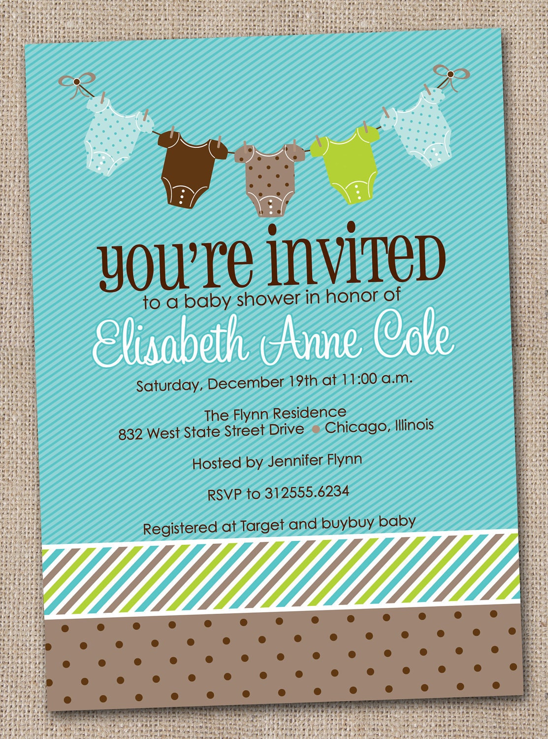 Printable Baby Shower Invitations Boy Baby Tees Bunting Digital File Il_170x135