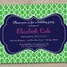 Printable Birthday Party Invitations Quatrefoil Pattern in Kelly Green Navy Blue and Pink