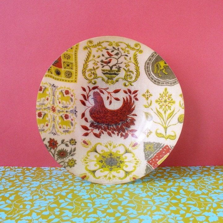 Folk art vintage kitchen bowl