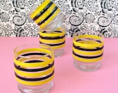 Yellow and black stripe short glasses