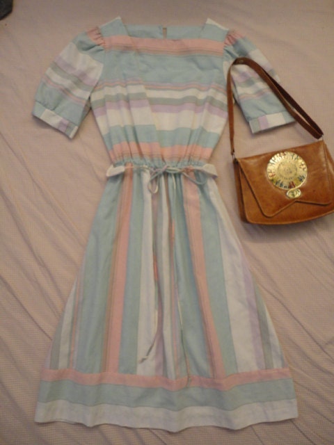 ON RESERVE ... Pastel Dream ... stripe shirtdress