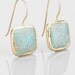Turquoise Square Earrings With Silver Settings Coated with Gold Vermeil