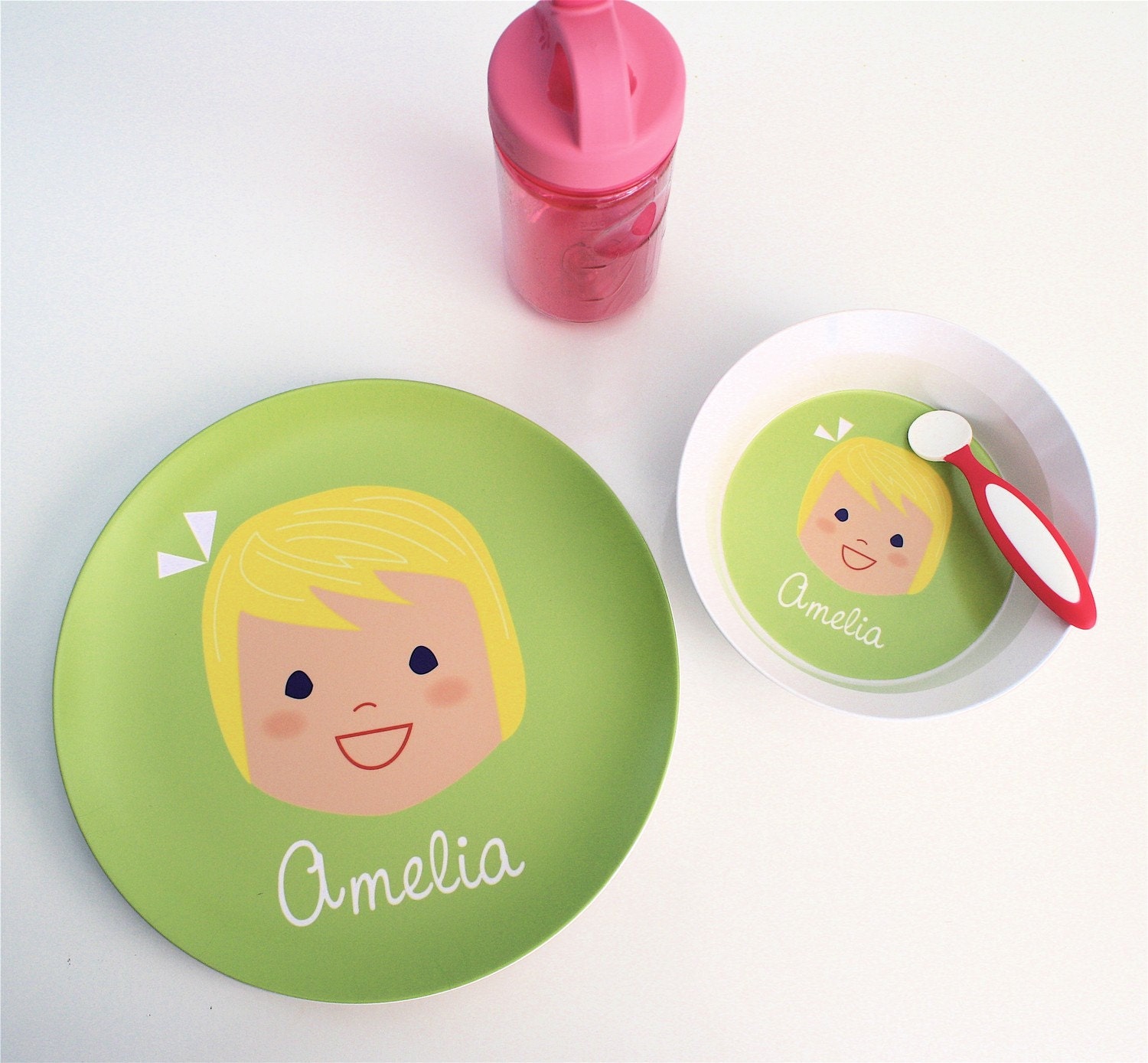 Custom Melamine Plate and Bowl Set - Girl or Boy