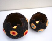 Wool Votive Lights (Felted Polka-Dot Lights - Set of 2)
