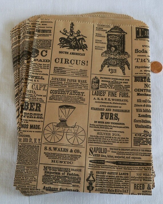 50 Vintage Newsprint Newspaper Brown Paper Kraft by EllaQuaint