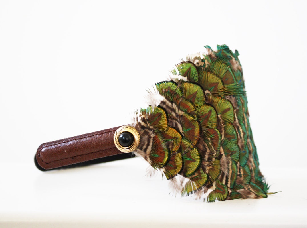 Peacock Feather and Leather Headband - Rockstarlette