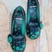Hand Painted Teal Polka Dot Heels in Size 7