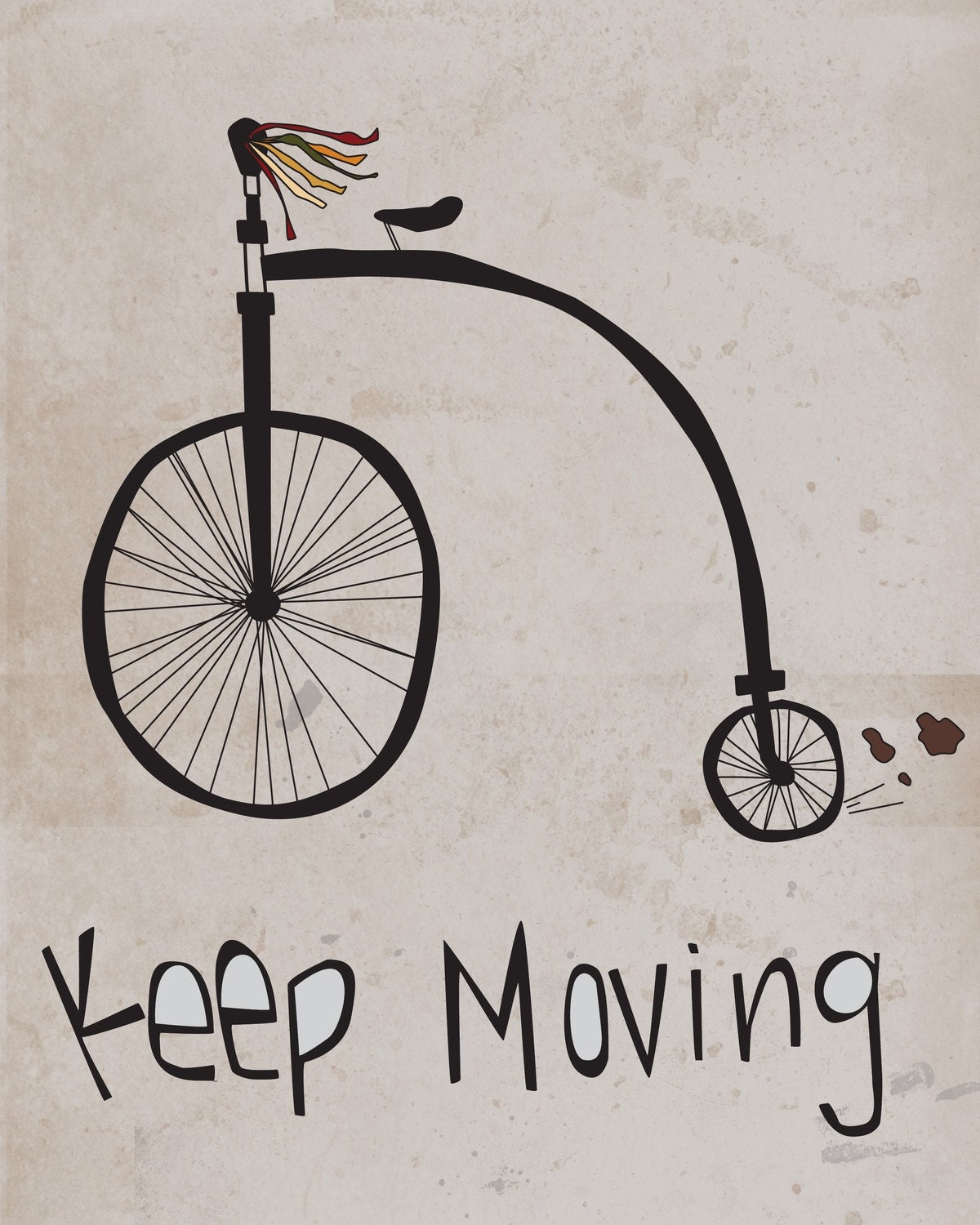 Motivational Wall Art - 8x10 Illustration Art Print - Moving Forward - Bike, Albert Einstein, Quote, Motivational, Children