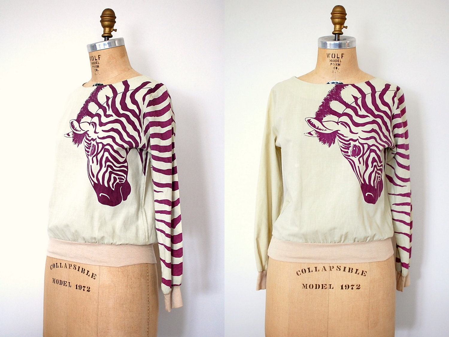 70s top / 1970s animal print blouse / Zebra Stripes